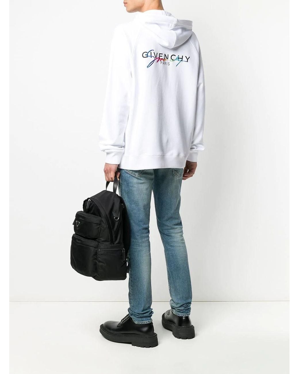 Givenchy White Logo-Print Zipped Hoodie for men