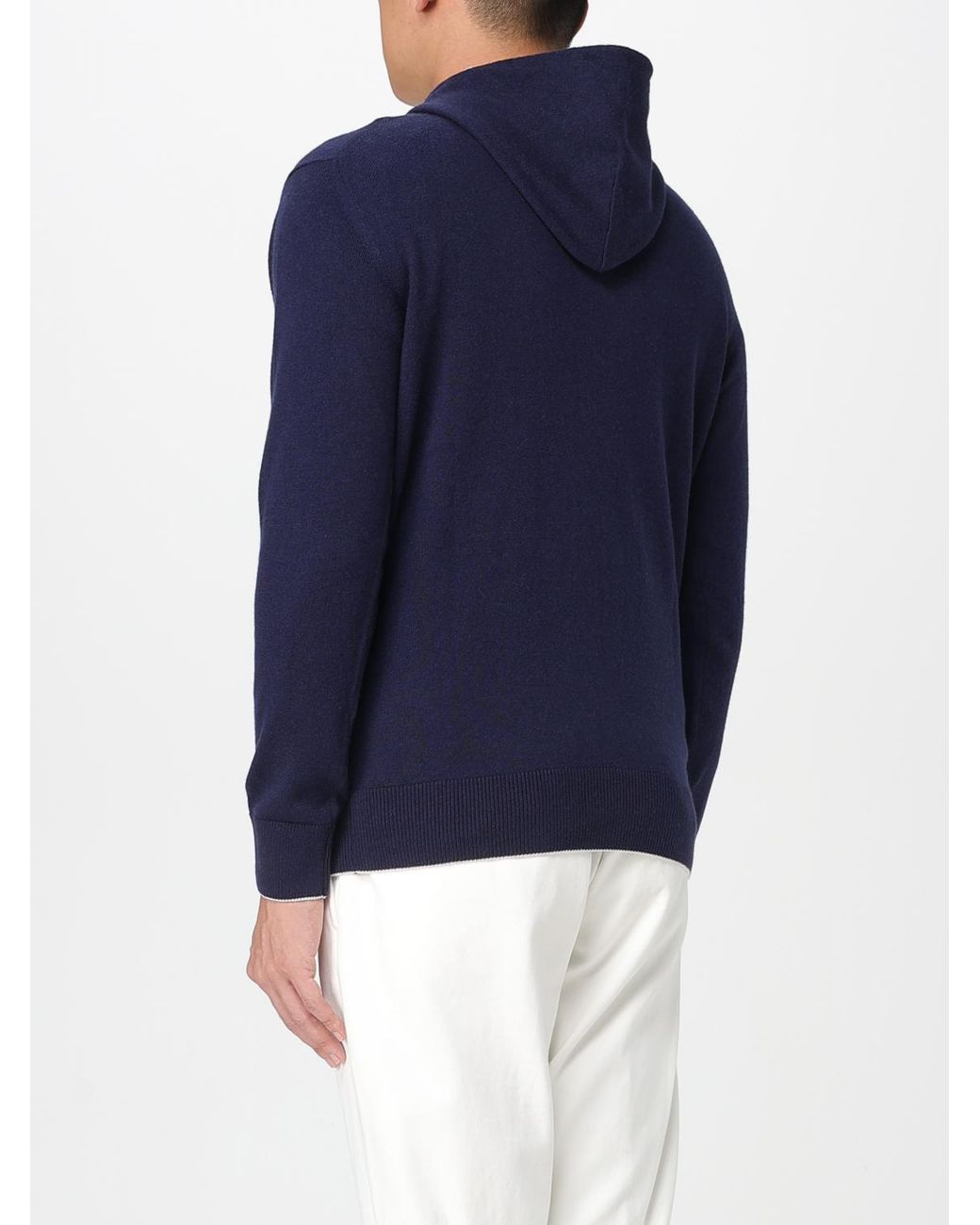 Eleventy Blue Zip-Up Knitted Hoodie for men