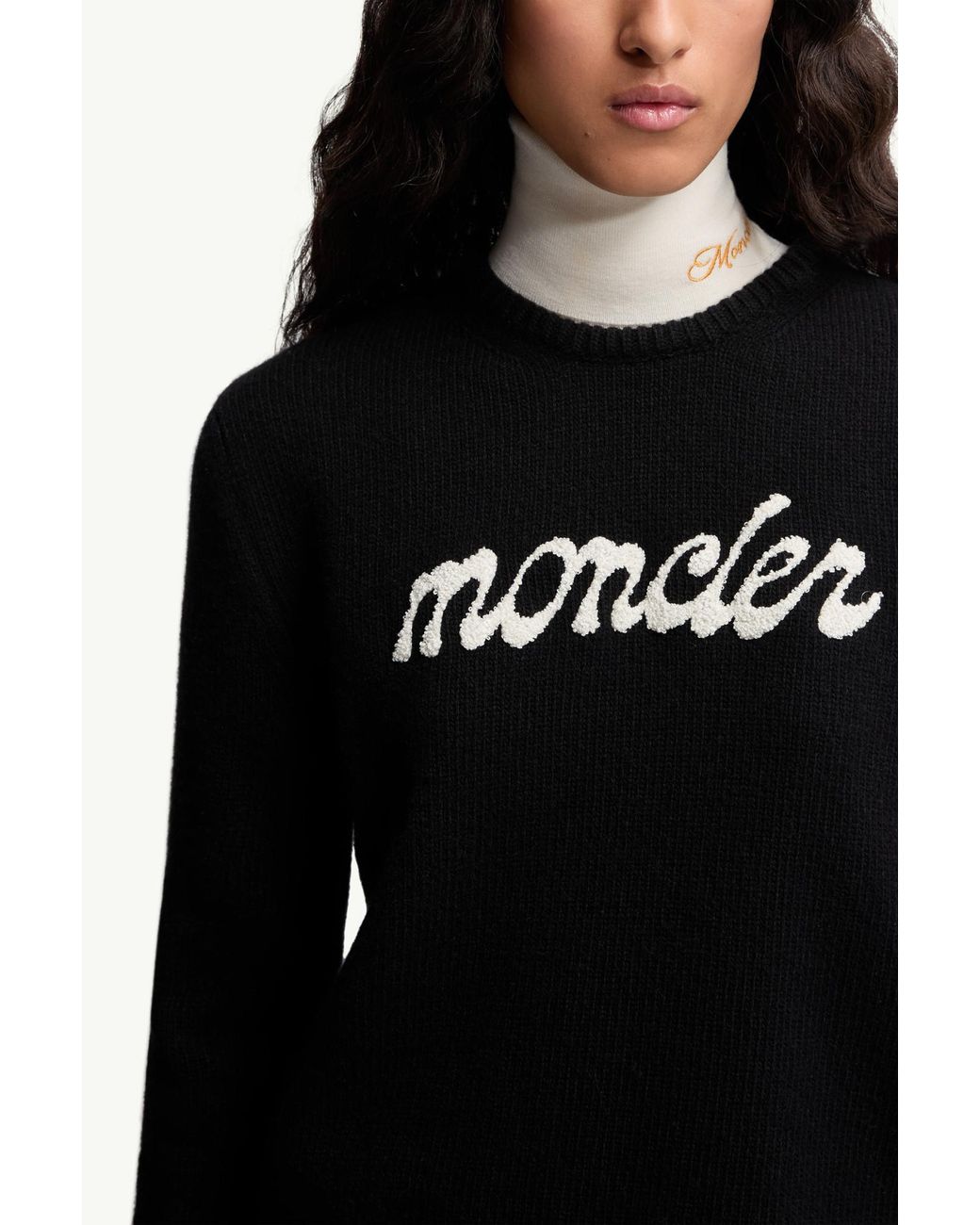 Moncler Black Logo Detailed Crewneck Jumper