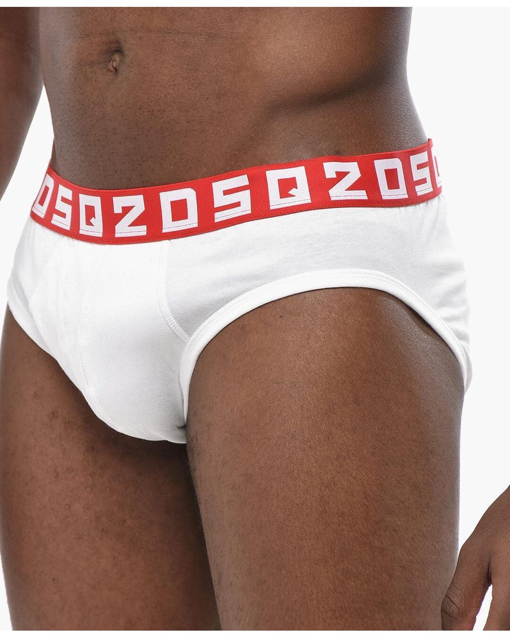 DSquared² White Logo Elastic Waist Briefs for men