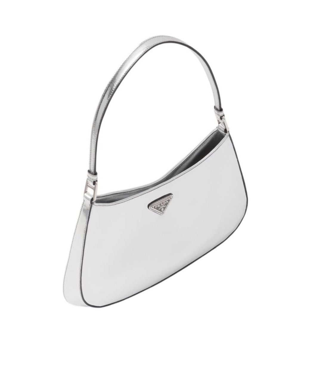 Prada White Cleo Brushed Leather Shoulder Bag