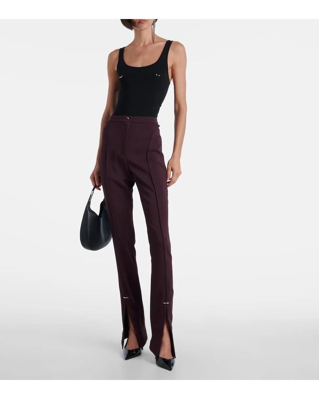 Mugler Purple Slit Trouser Pants