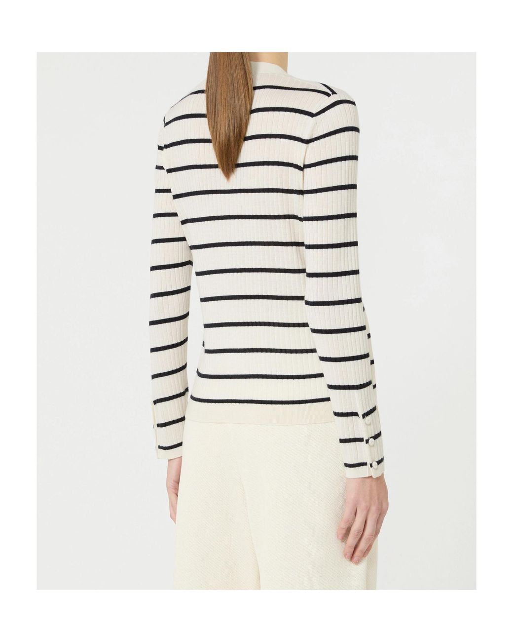 Max Mara Gray Pedale V-Neck Knitted Cardigan