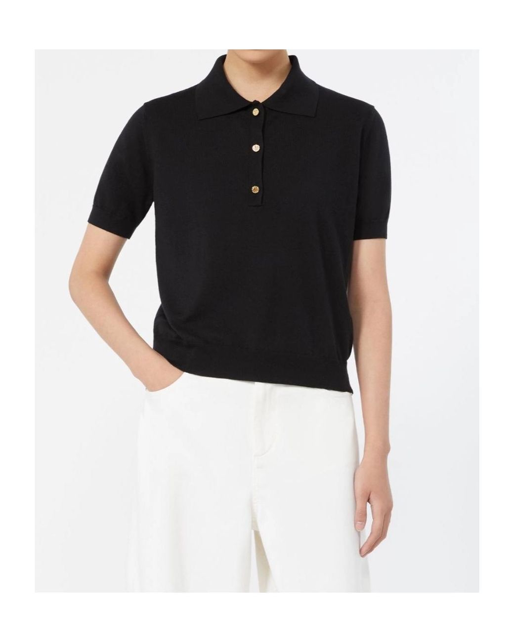 Max Mara Black Short-Sleeved Knit Polo Shirt