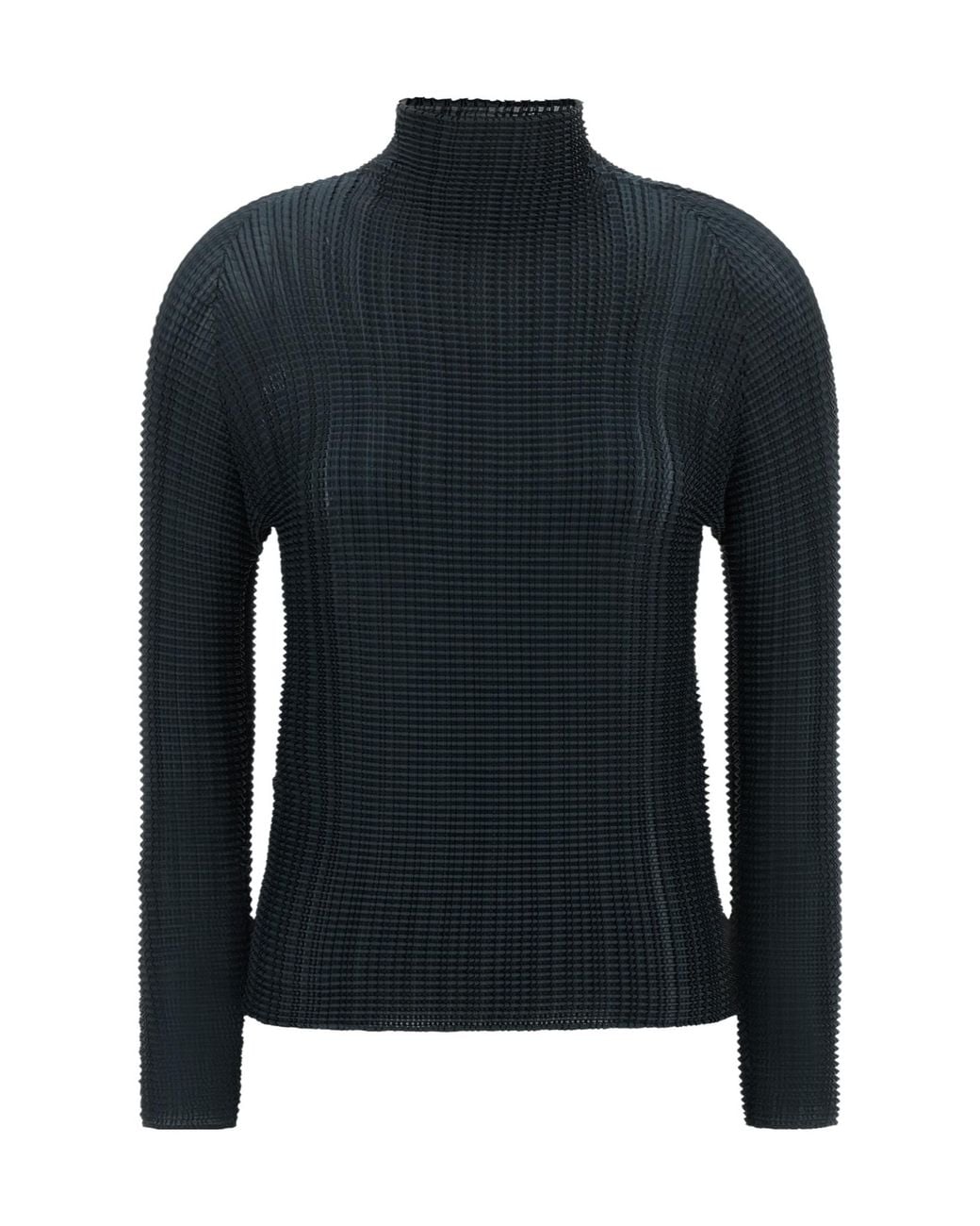 Issey Miyake Blue Wooly Pleats 68 High Neck Top