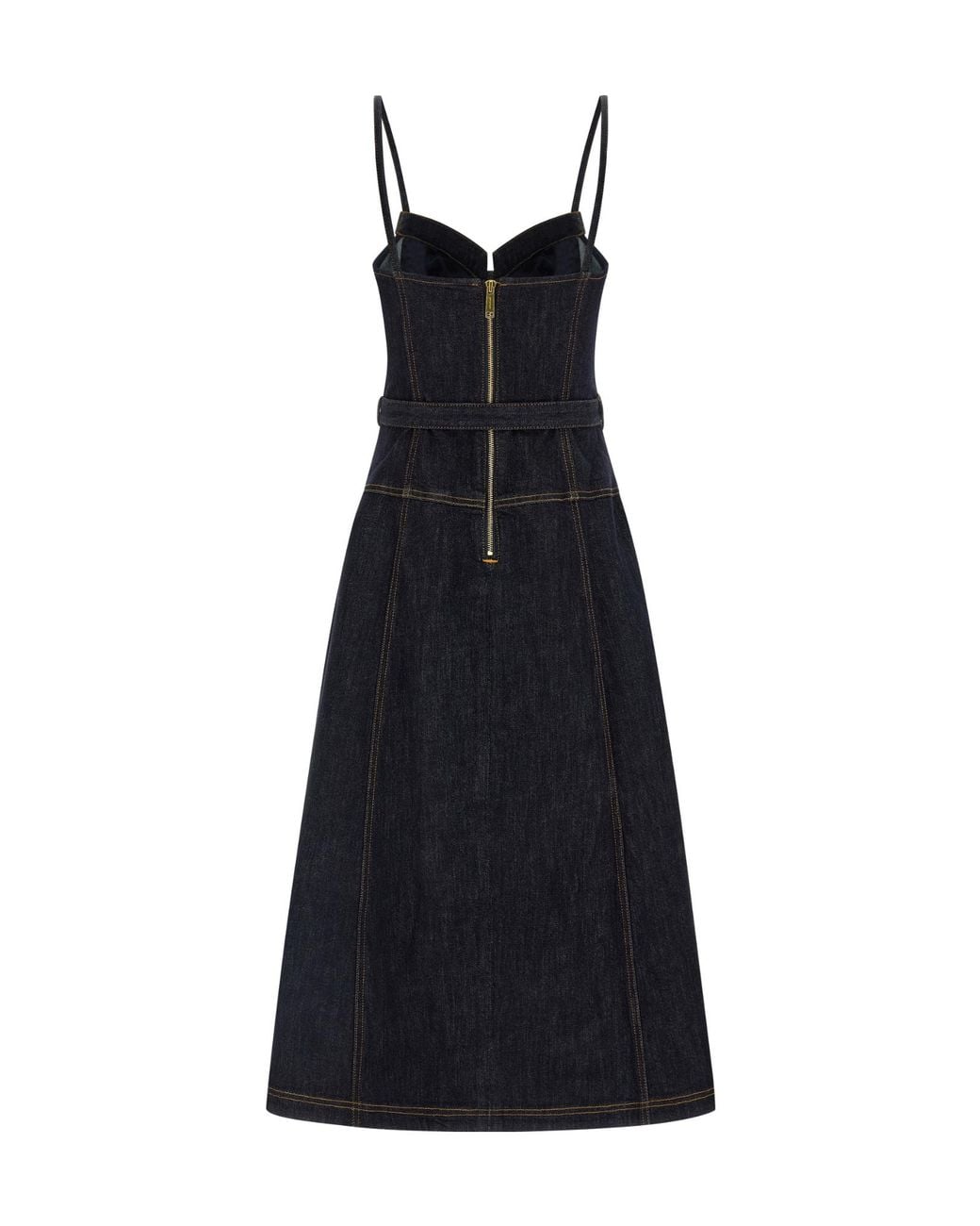 Self-Portrait Blue Denim Flared Midi Dress