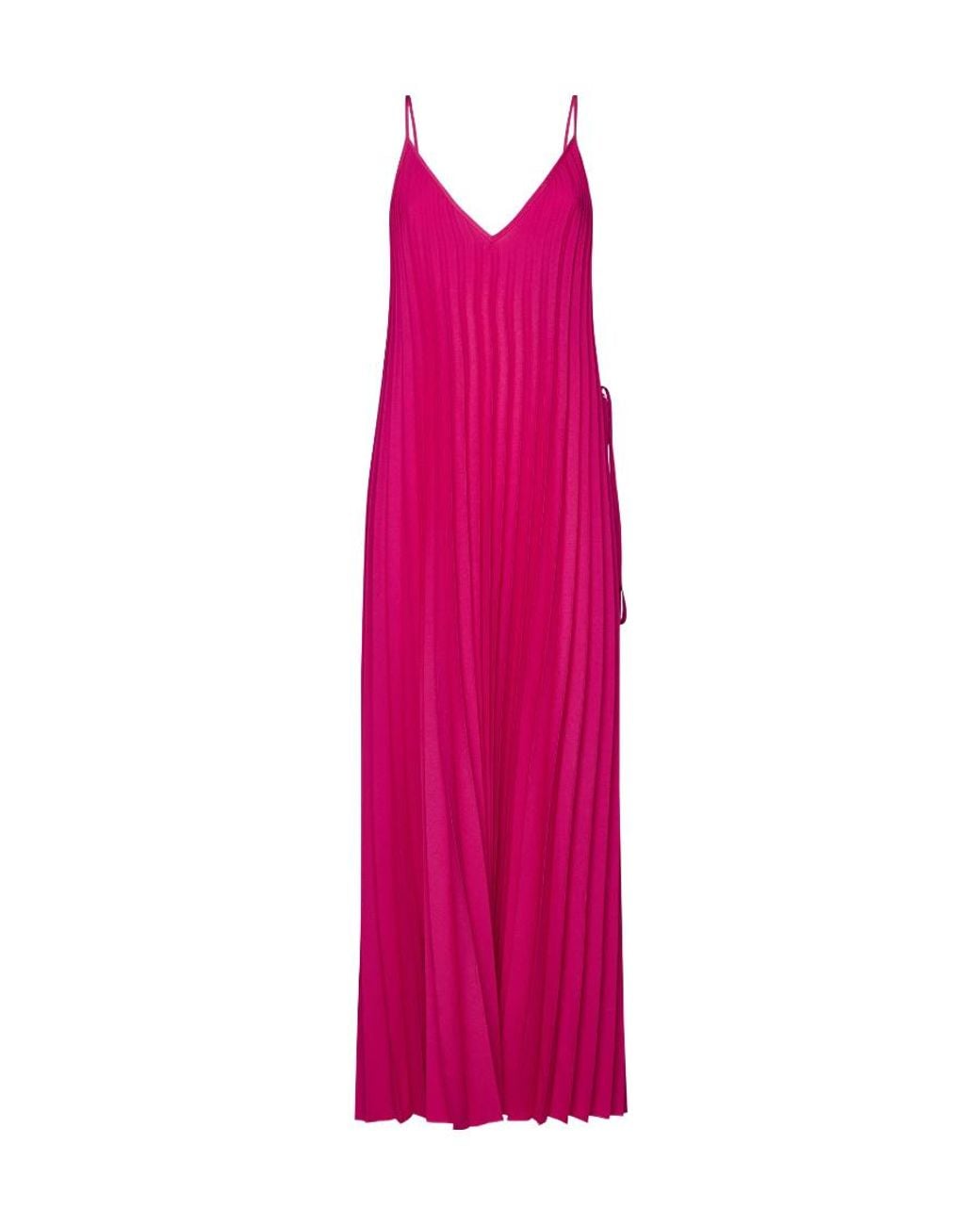 P.A.R.O.S.H. Pink Palmer Pleated Maxi Dress