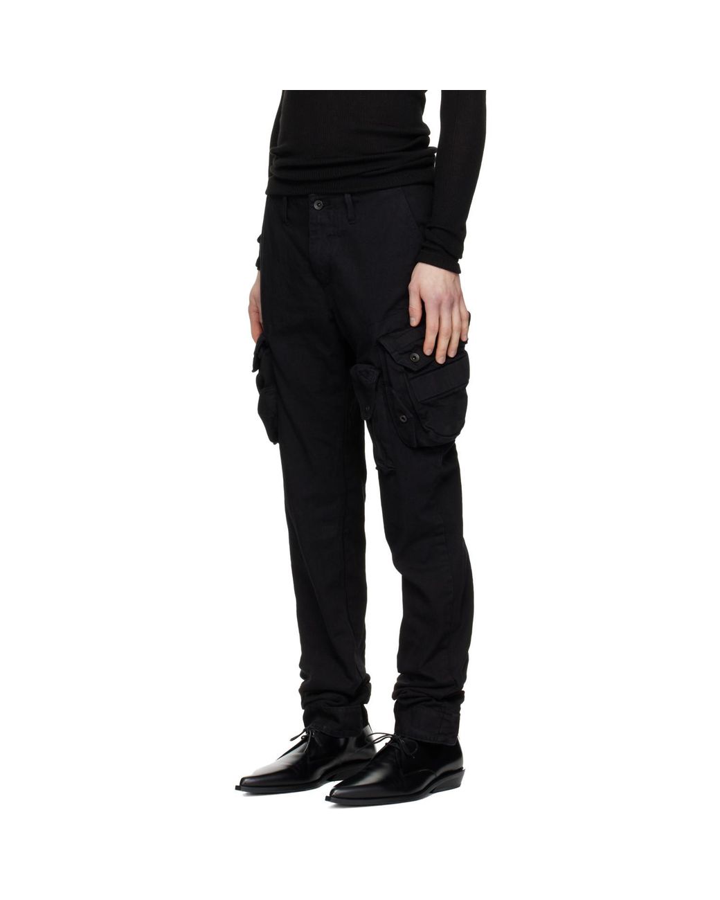 Julius Black Gasmask Skinny Denim Overalls for men