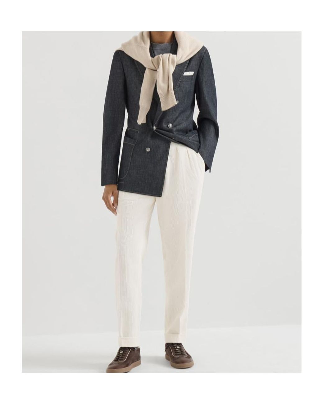 Brunello Cucinelli White Garment-Dyed Trousers for men