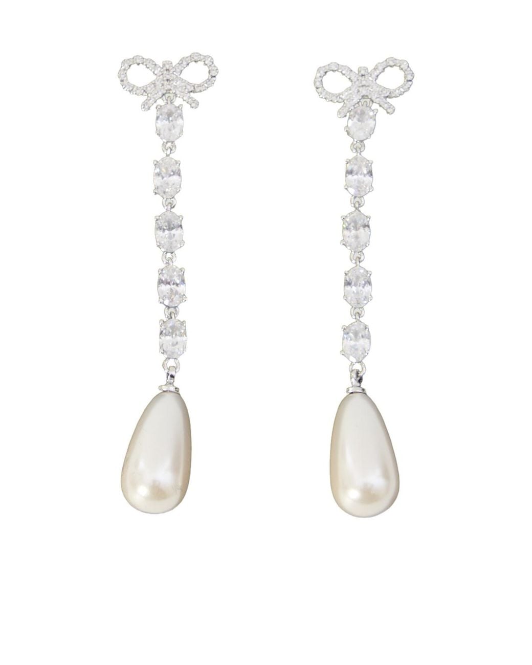 Self-Portrait White Bow Droplet Earrings