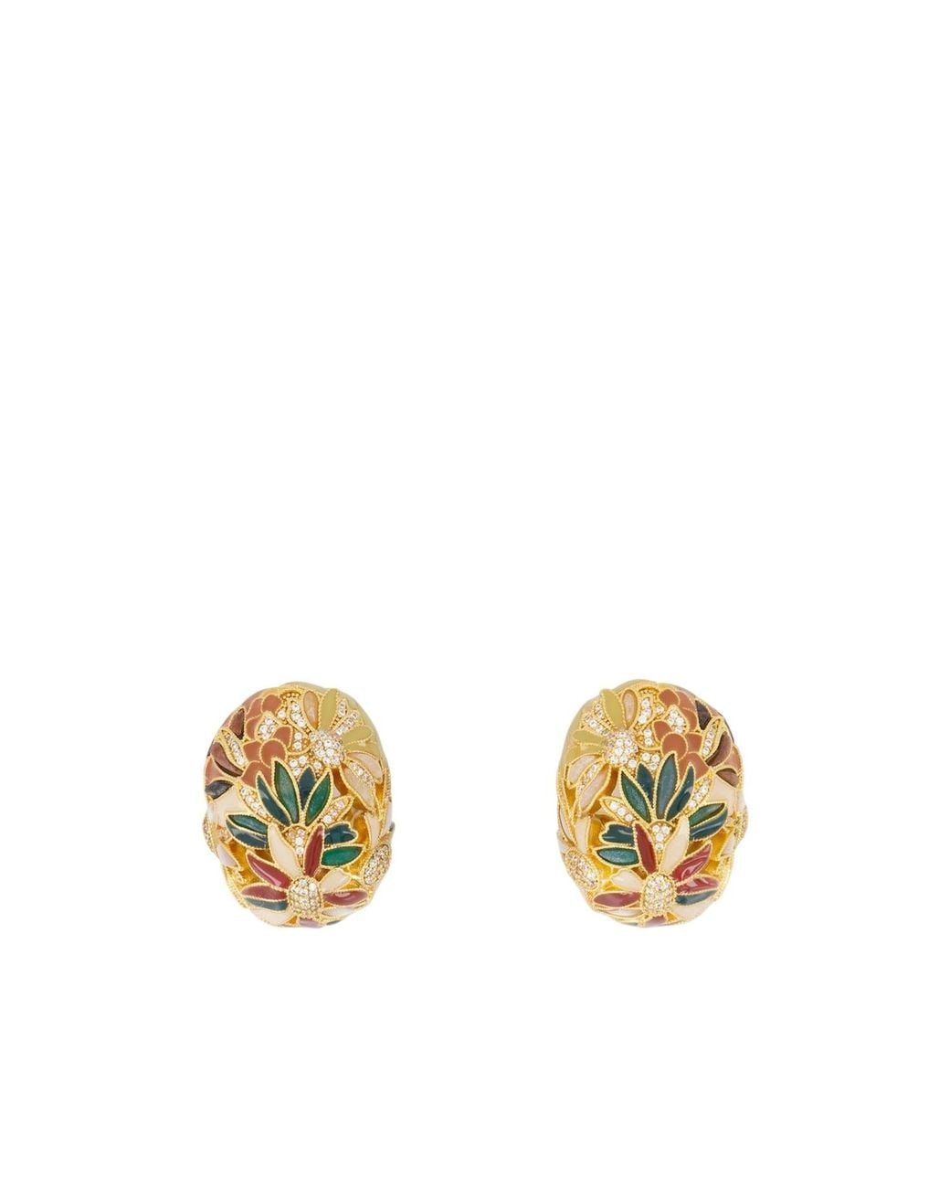 Zimmermann Metallic Botanica Floral Hoop Earrings