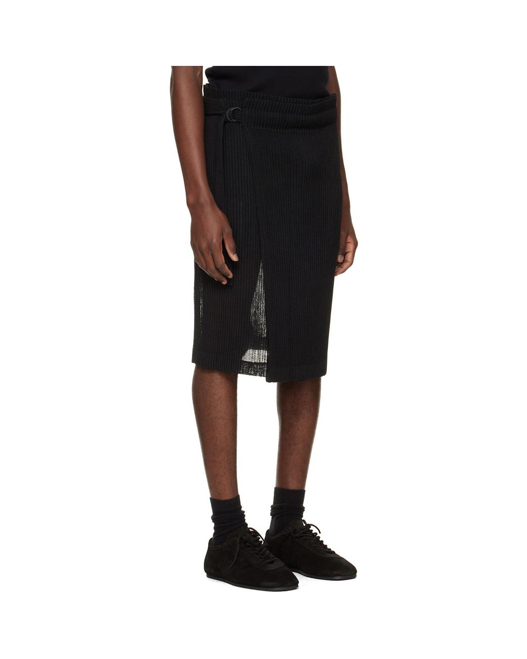 Homme Plissé Issey Miyake Black Rustic Mesh Skirt for men