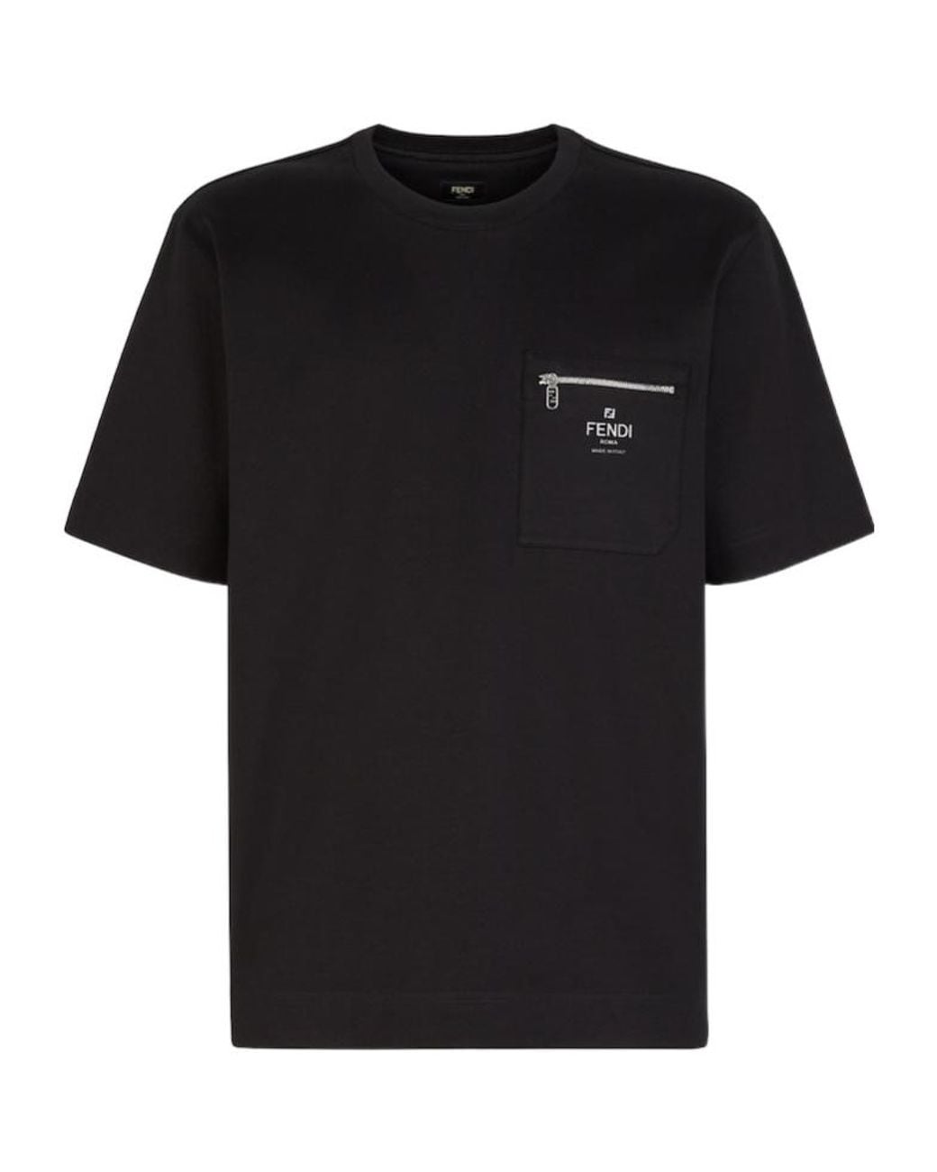 Fendi Black Logo Printed Crewneck T-Shirt for men