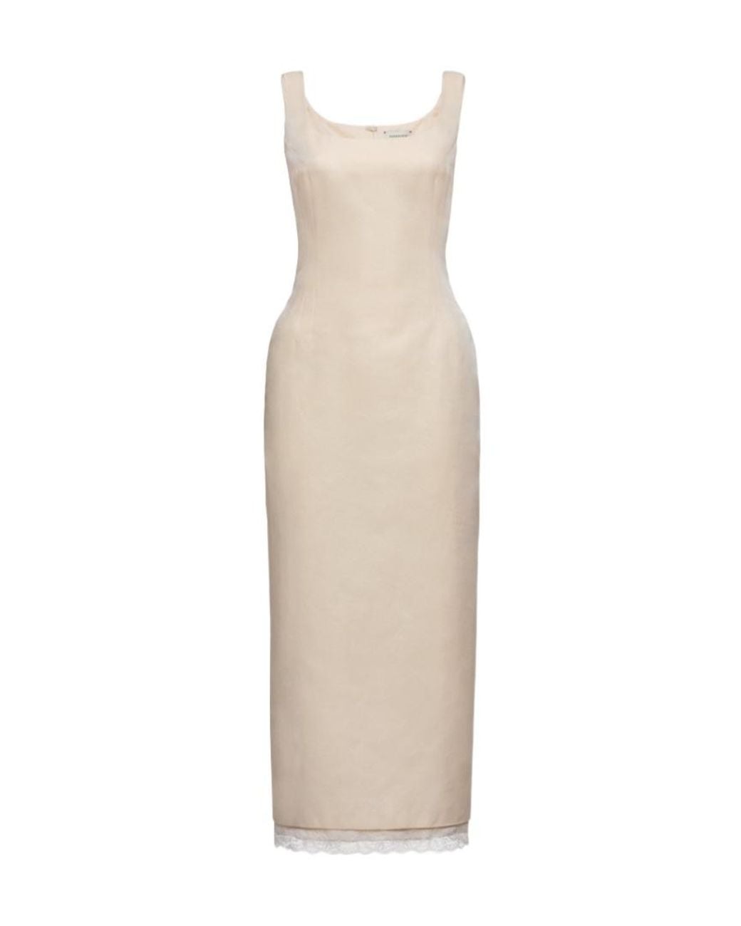 Magda Butrym Natural Contoured Midi Dress With Lace Hem