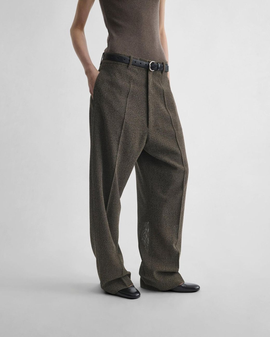 Phoebe Philo Gray Slim-Fit Wool Houndstooth Trousers