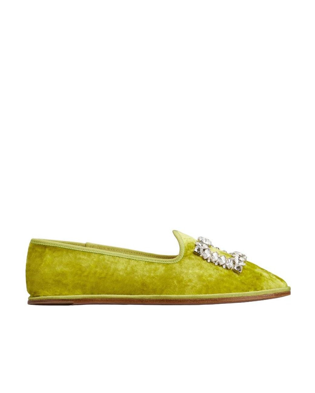 Roger Vivier Yellow Babby Viv' Strass Embroidered Buckle Slippers