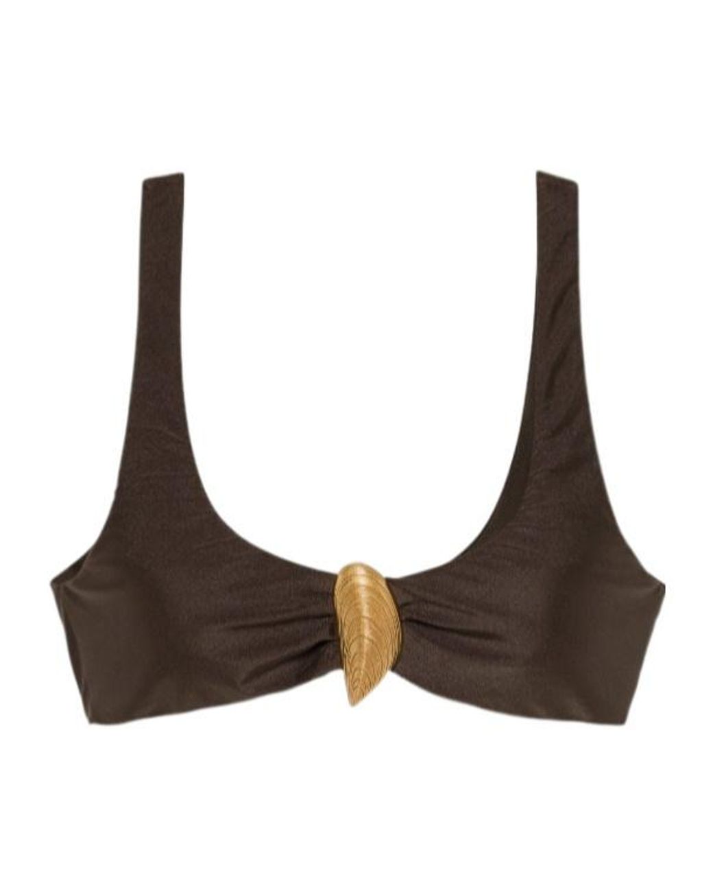 Jonathan Simkhai Brown Veyra Shell Bikini Top