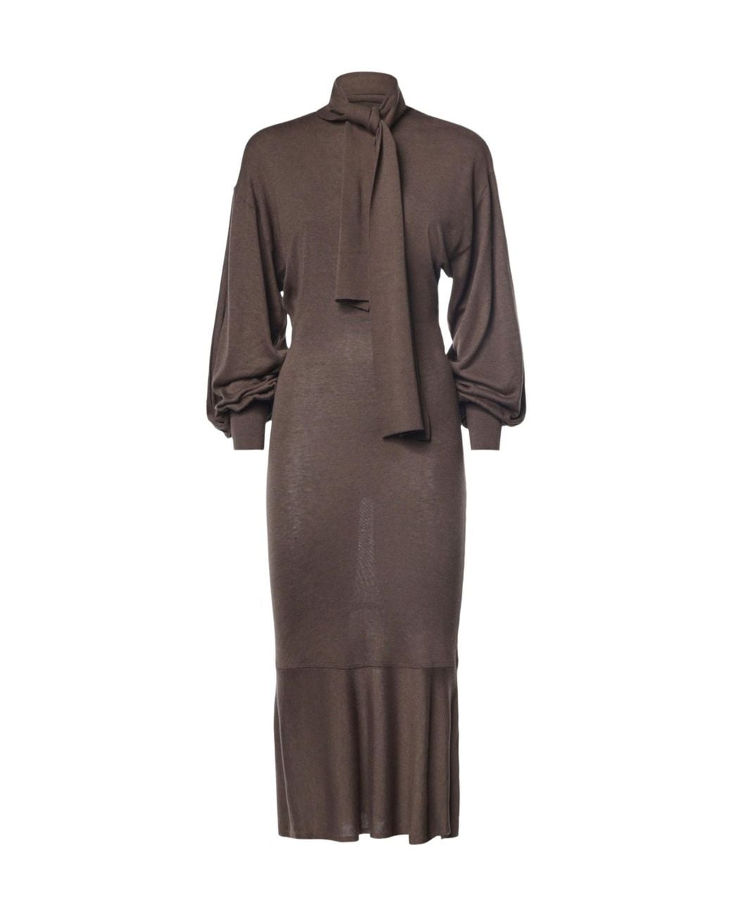 Jacquemus Brown Losange Tie-Neck Knitted Dress