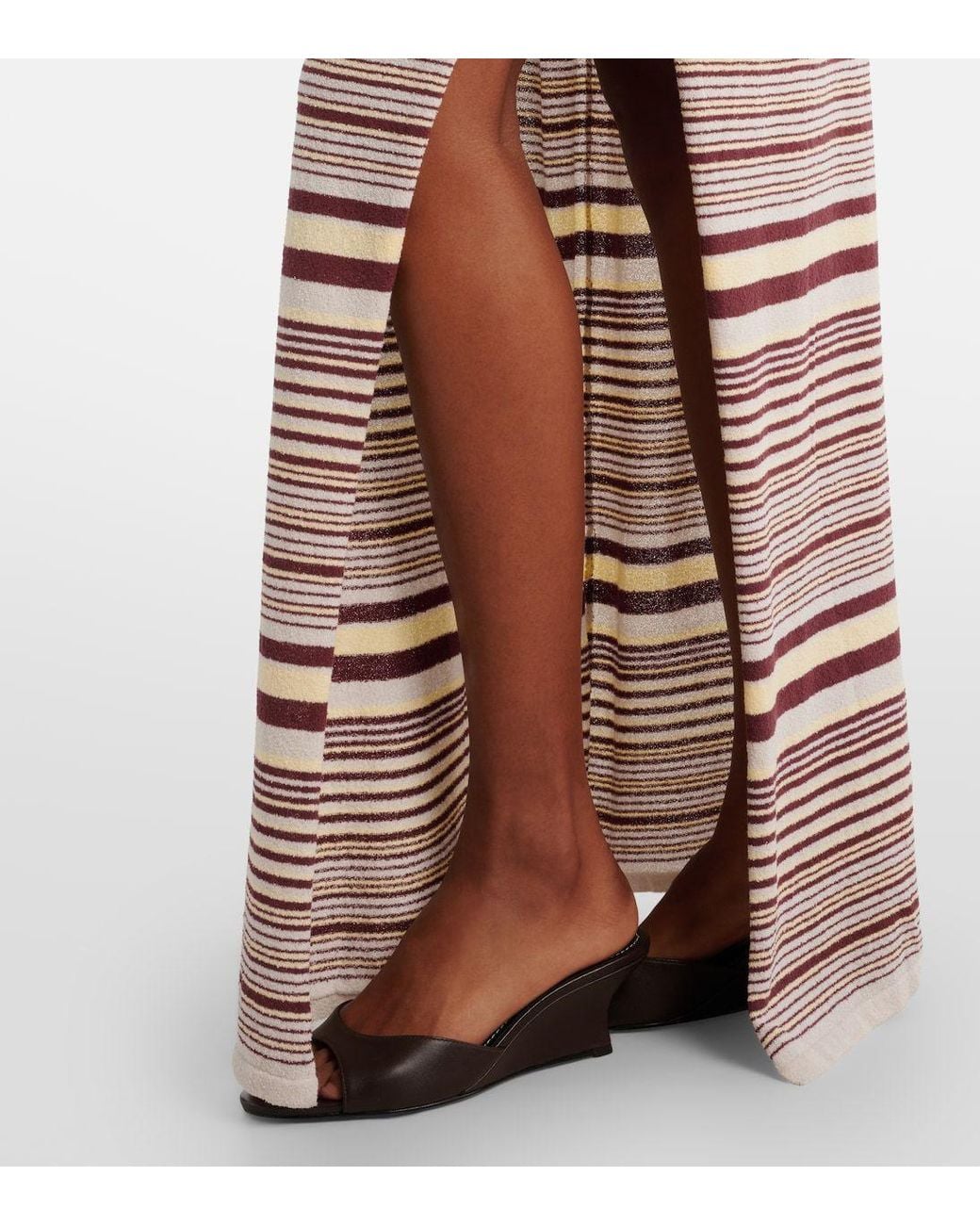 AYA MUSE Multicolor Aella Knitted Striped Cotton-Blend Maxi Dress