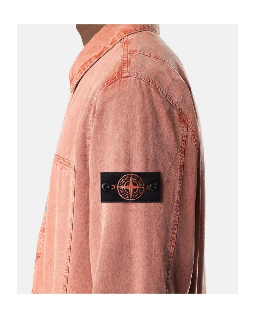 Stone Island Orange Comfort-Fit Snap-Front Overshirt With Chest Pocket for men