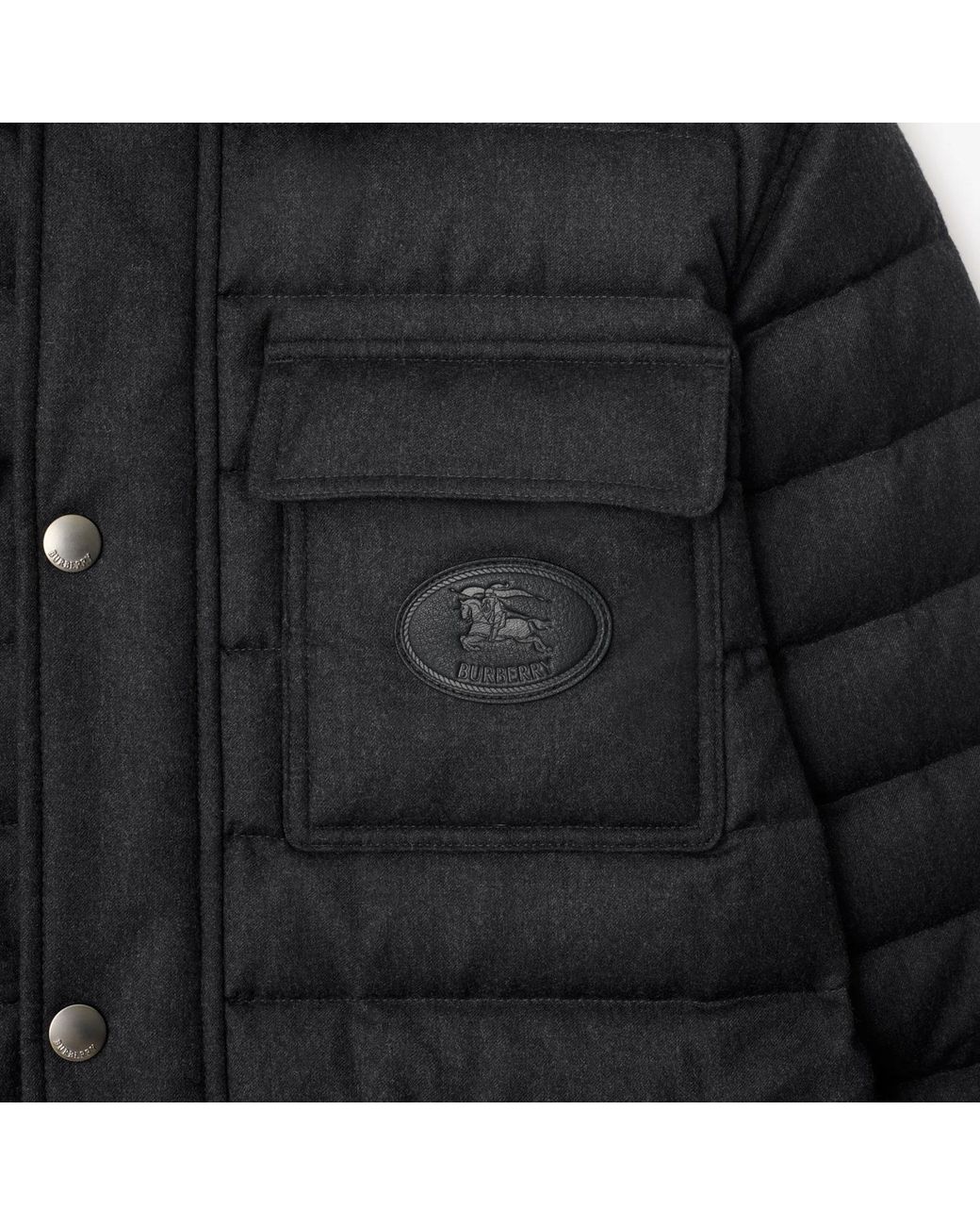 Burberry Black Wool Flannel Padded Overshirt for men