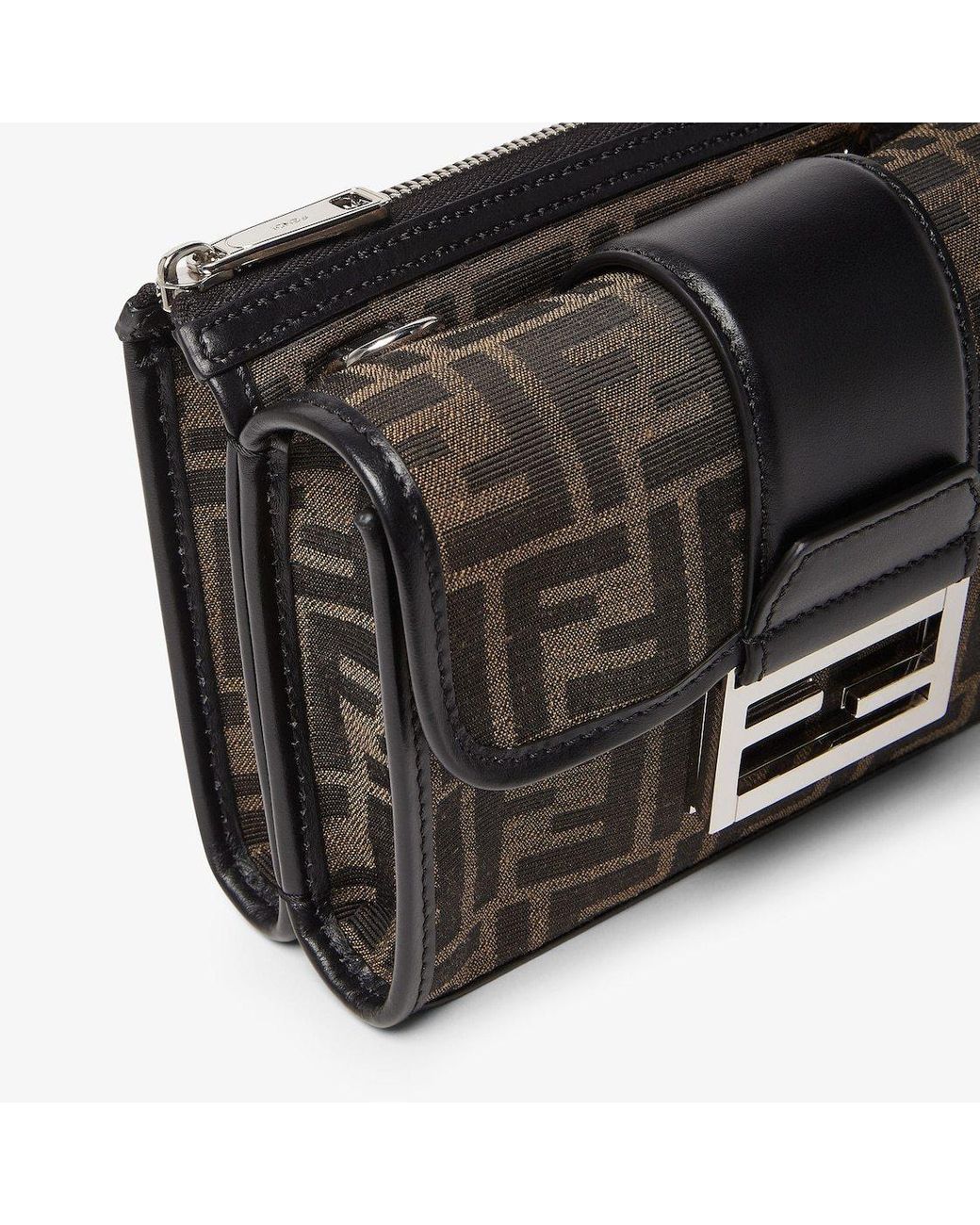 Fendi Black Double Baguette Ff Jacquard Crossbody Bag for men