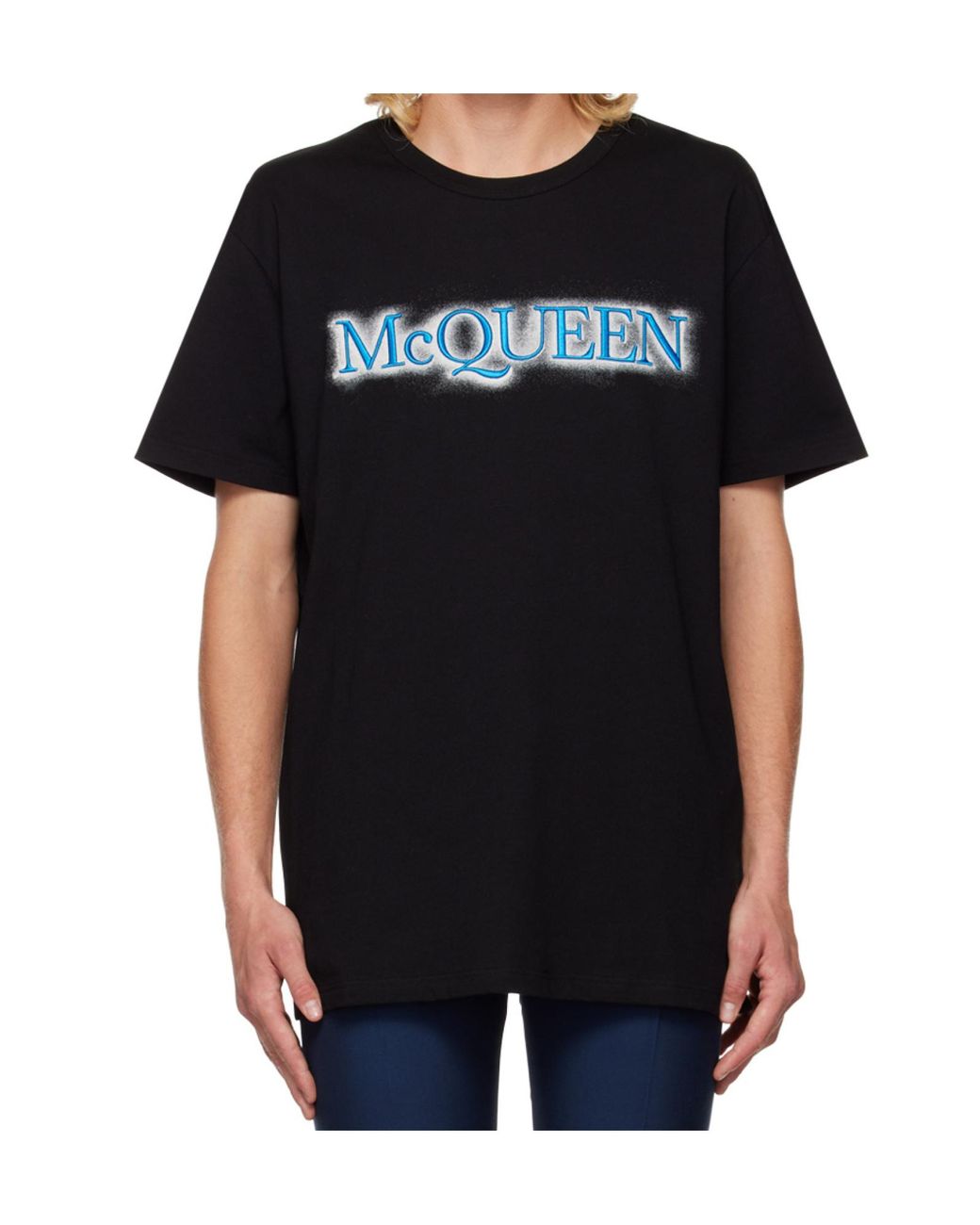 McQueen Black Logo Printed Crewneck T-Shirt for men