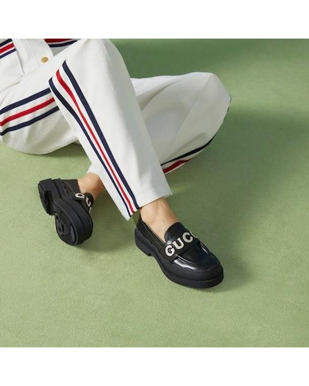 Gucci Black Logo Patch Detail Flat Shoes