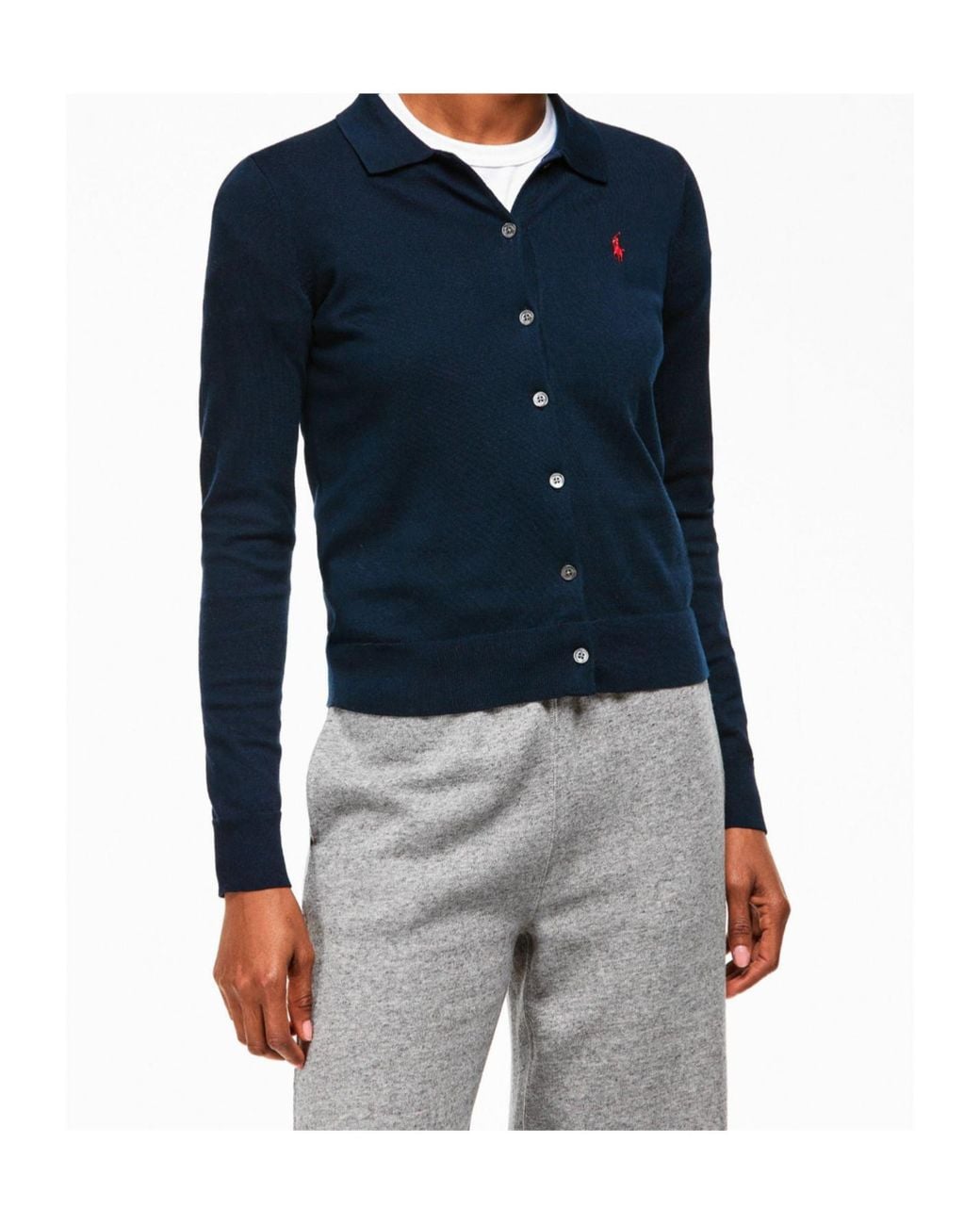 Polo Ralph Lauren Blue Collared Knit Cardigan