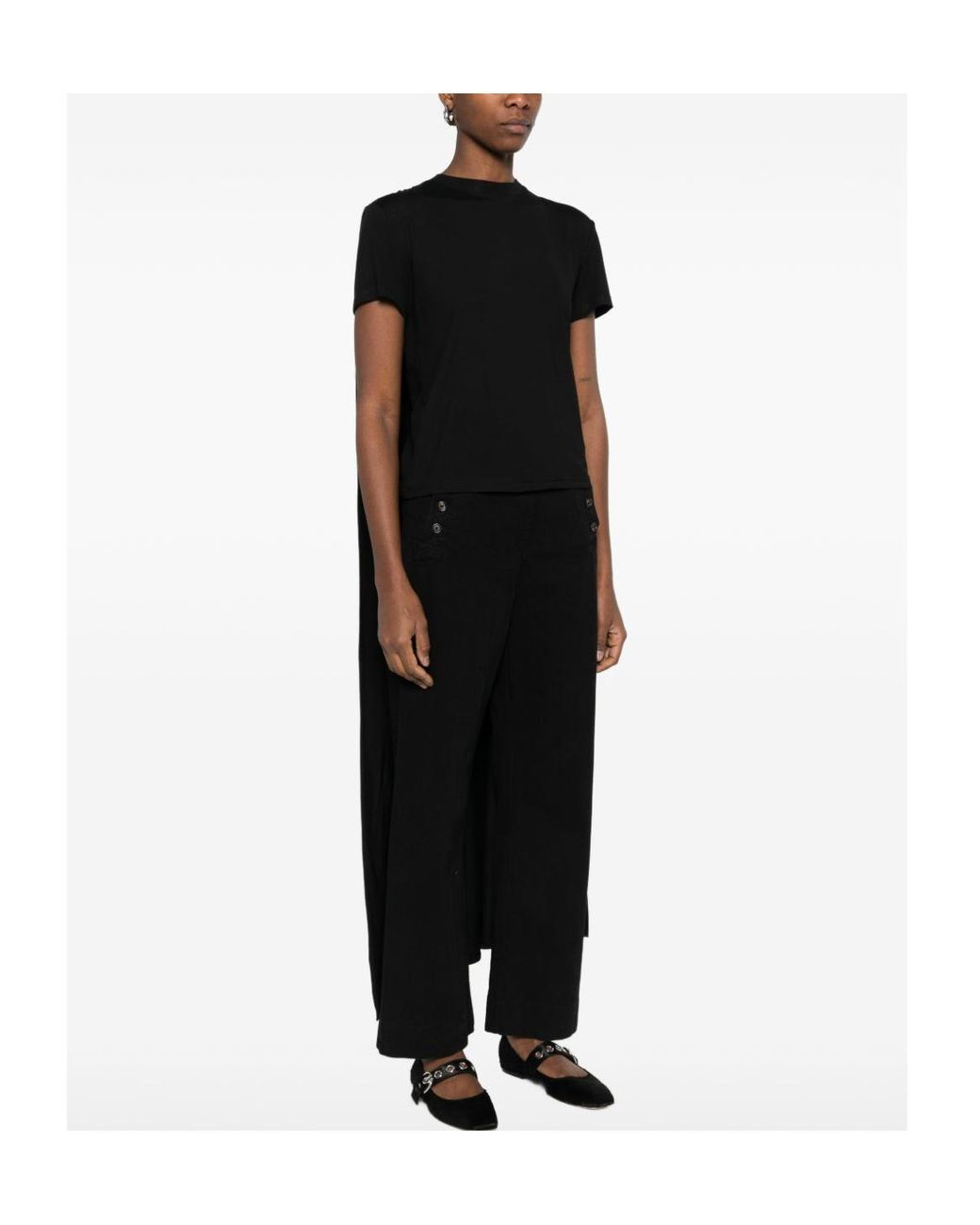 Magda Butrym Black Scarf Detailed Fitted T-Shirt