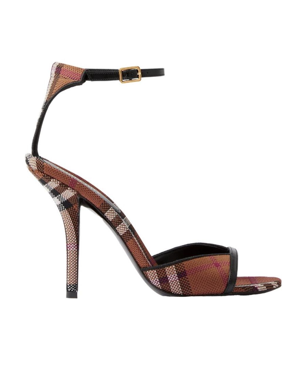 Burberry Multicolor Ankle Strap Checkered Heeled Sandals