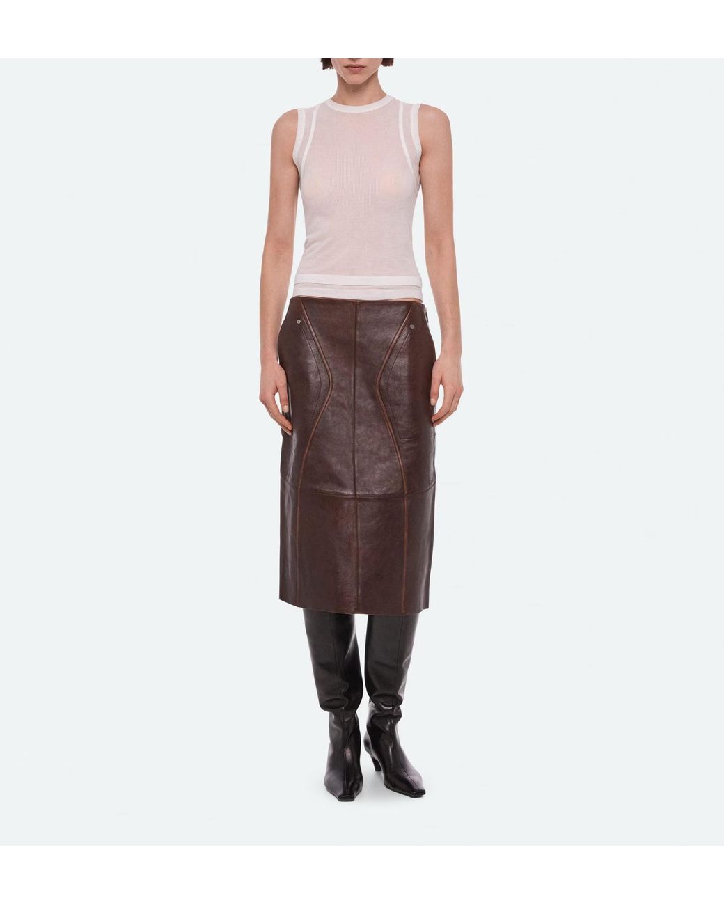 Helmut Lang Brown Solid-Color Skirt