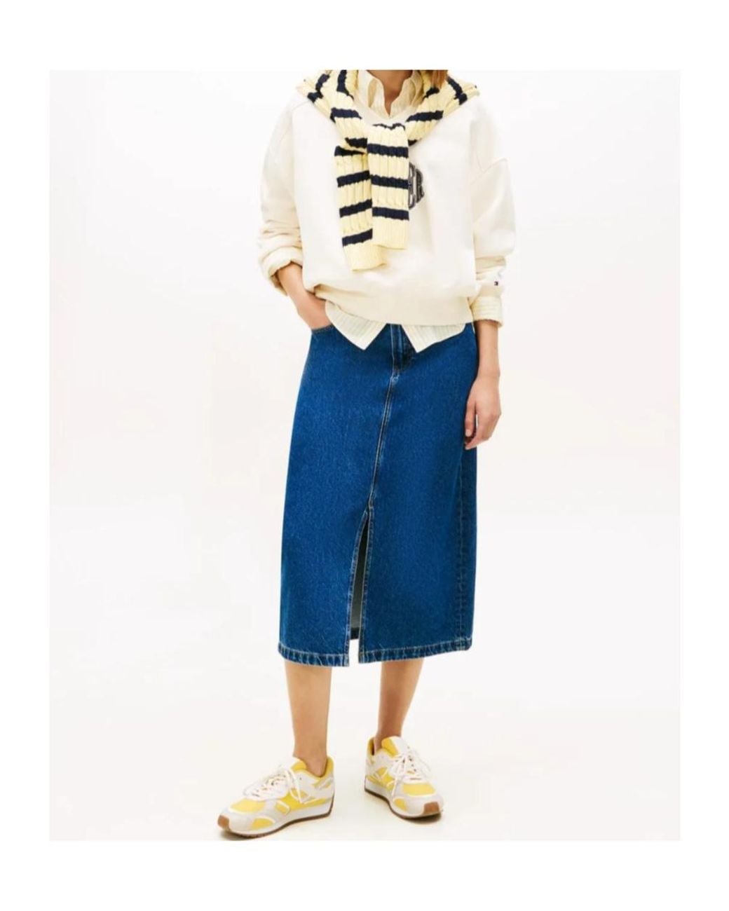 Tommy Hilfiger Blue Emi Midi Skirt