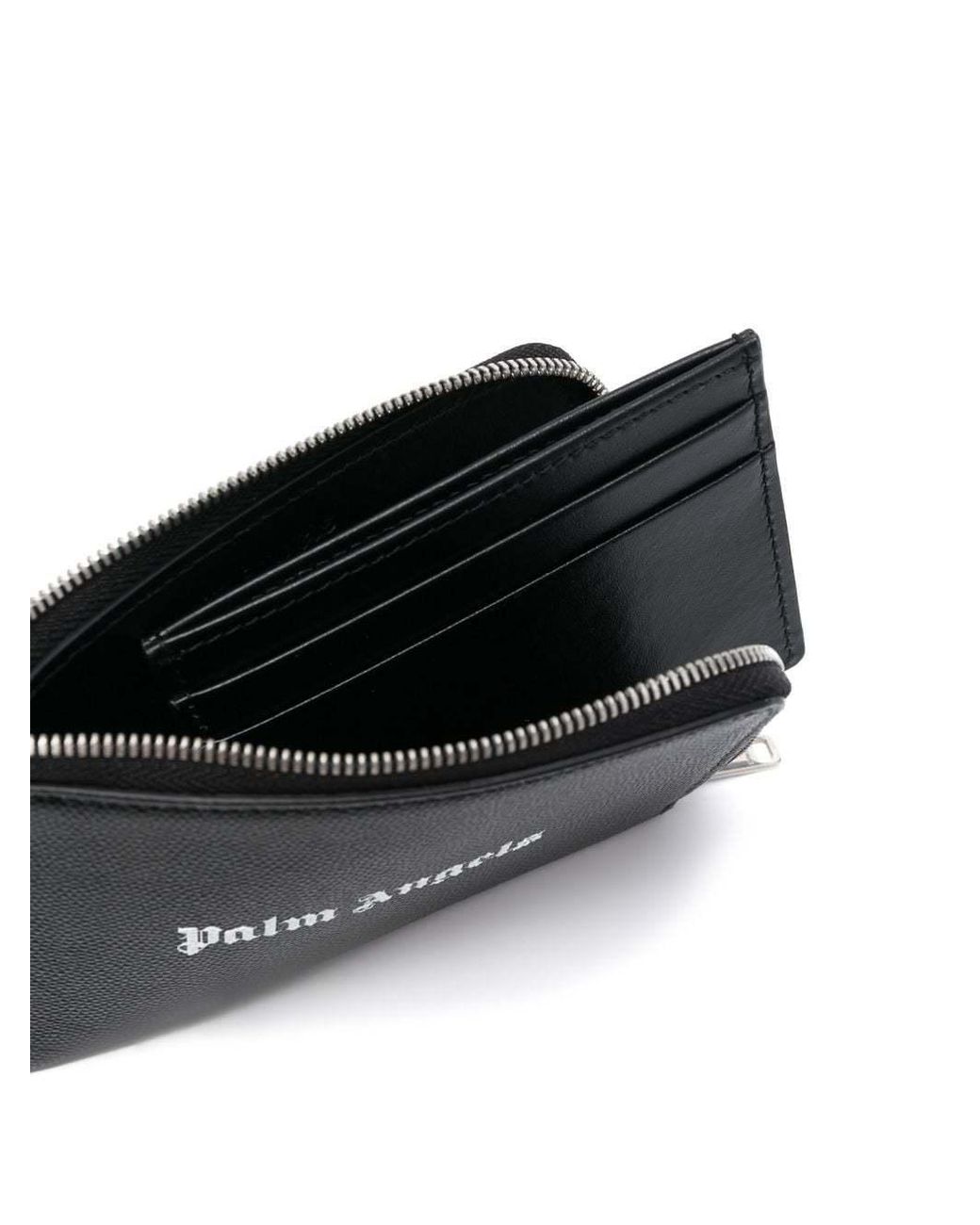 Palm Angels Black Logo-Printed Zipped Wallet for men