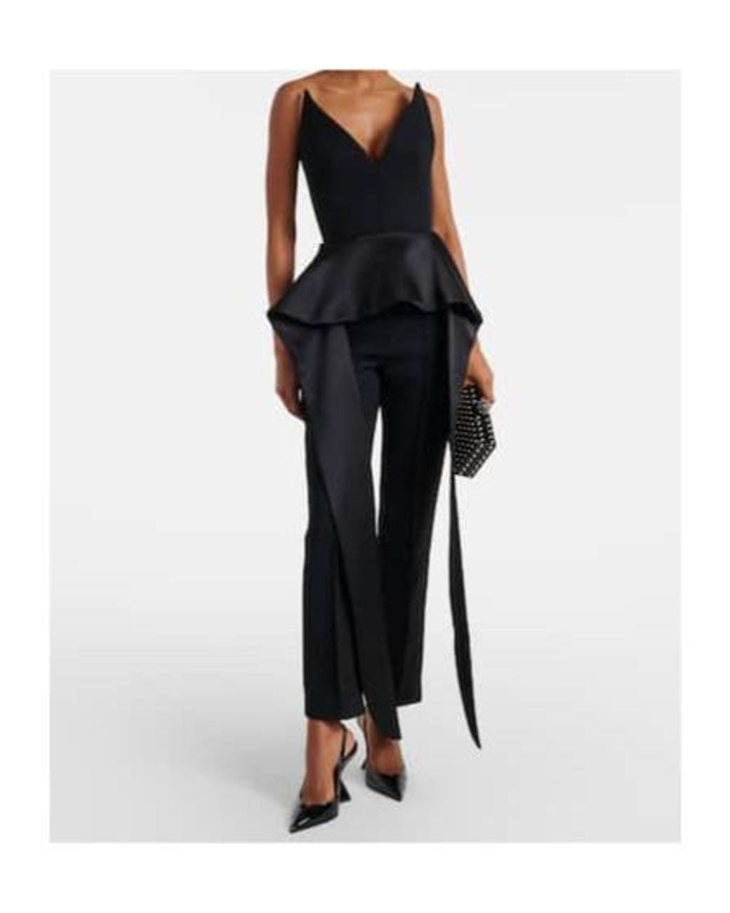 Maticevski Black Frame Peplum Satin Top