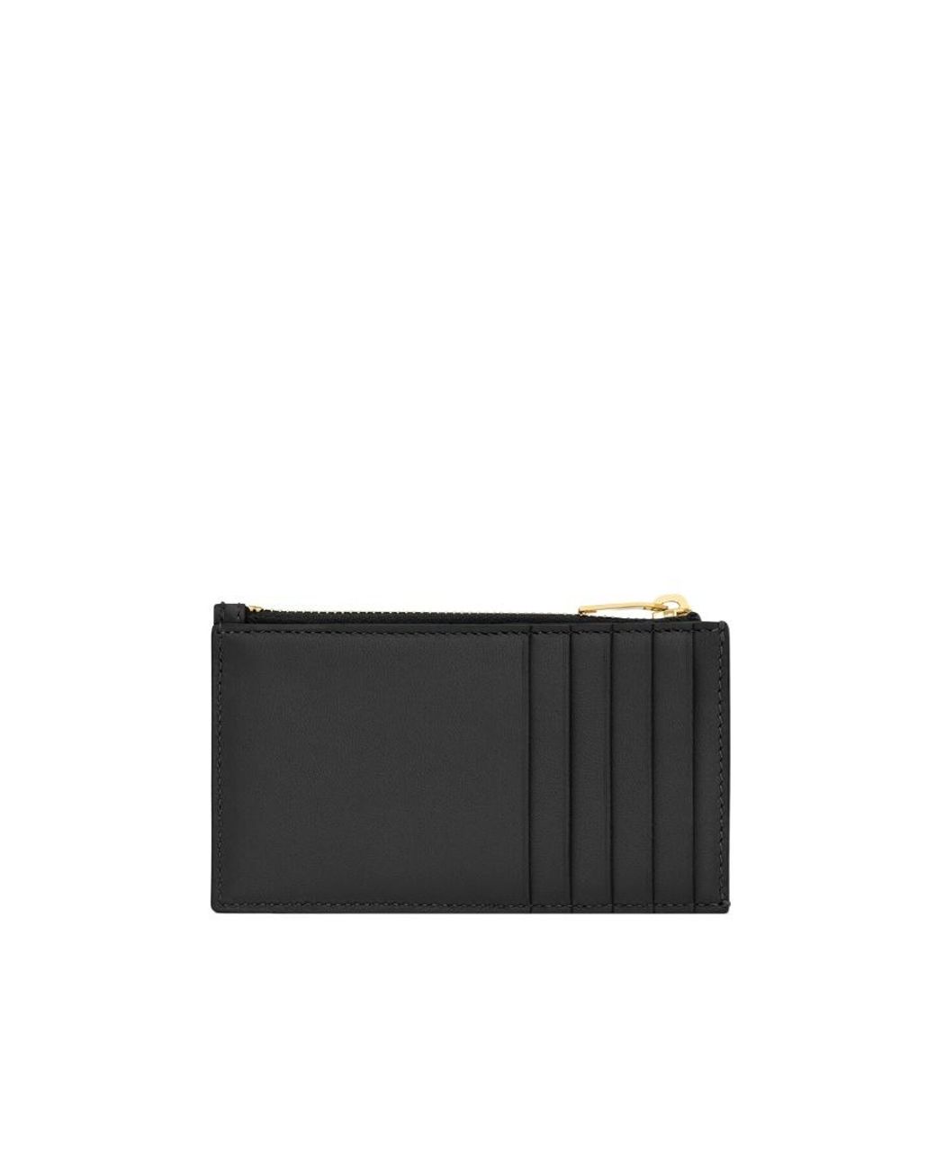 Saint Laurent Black Cassandre Matelassé Fragments Zipped Card Case