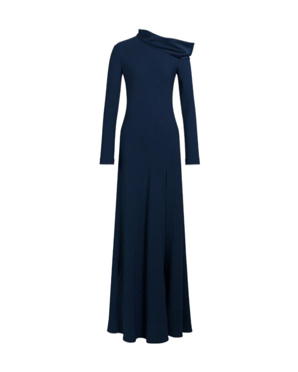 Alberta Ferretti Blue Asymmetric-Neck Long-Sleeve Dress