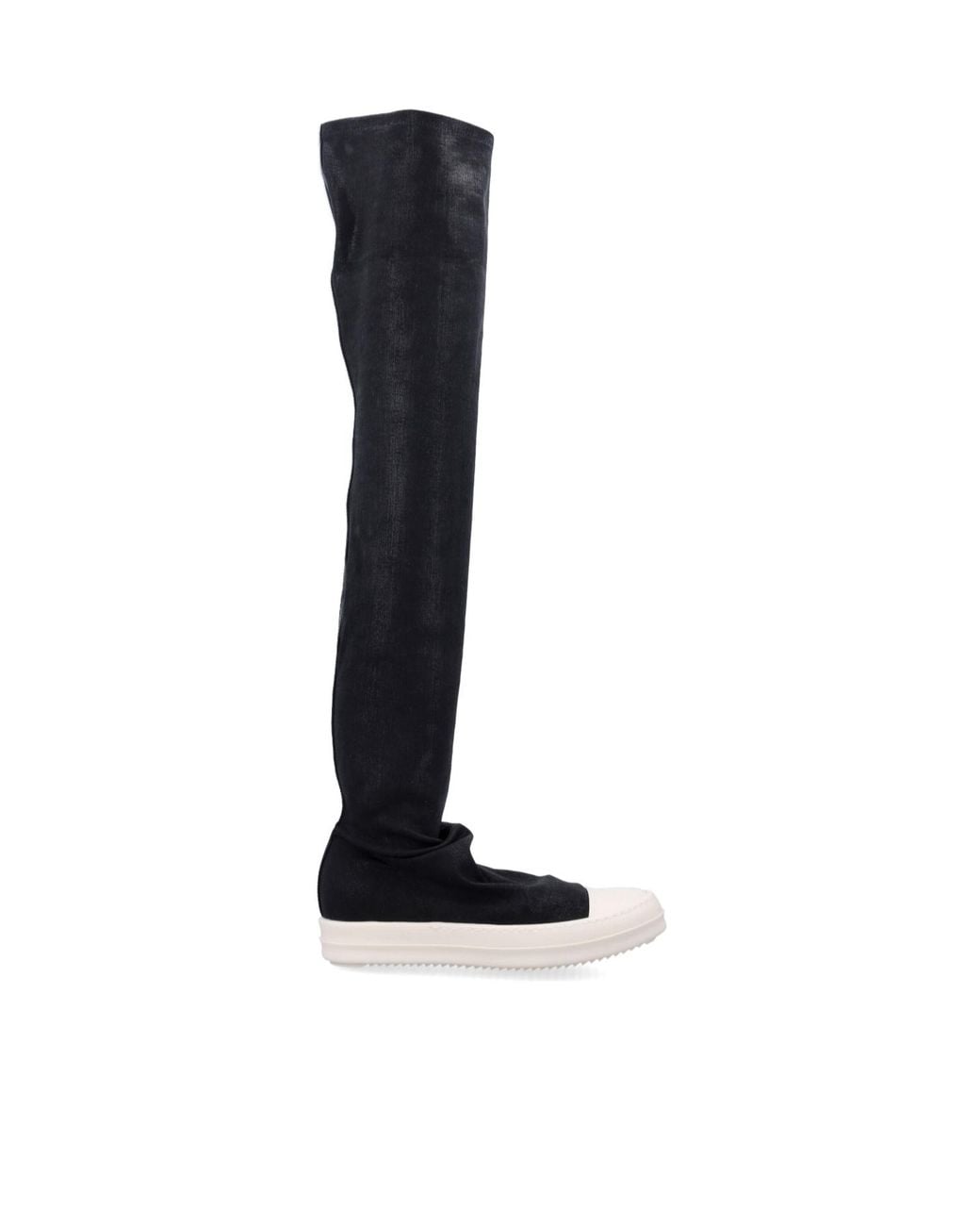 Rick Owens Black Round Toe Knee-Higth Boots