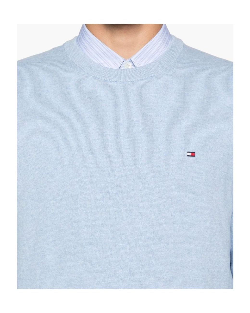 Tommy Hilfiger Blue Logo-Embroidered Crew-Neck Sweater for men