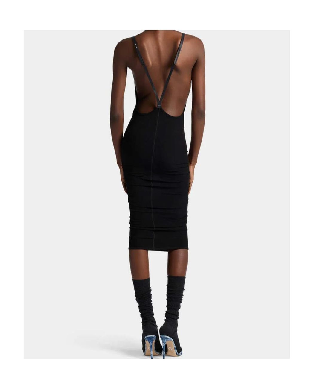DSquared² Black Ribbed Long Jersey Dress