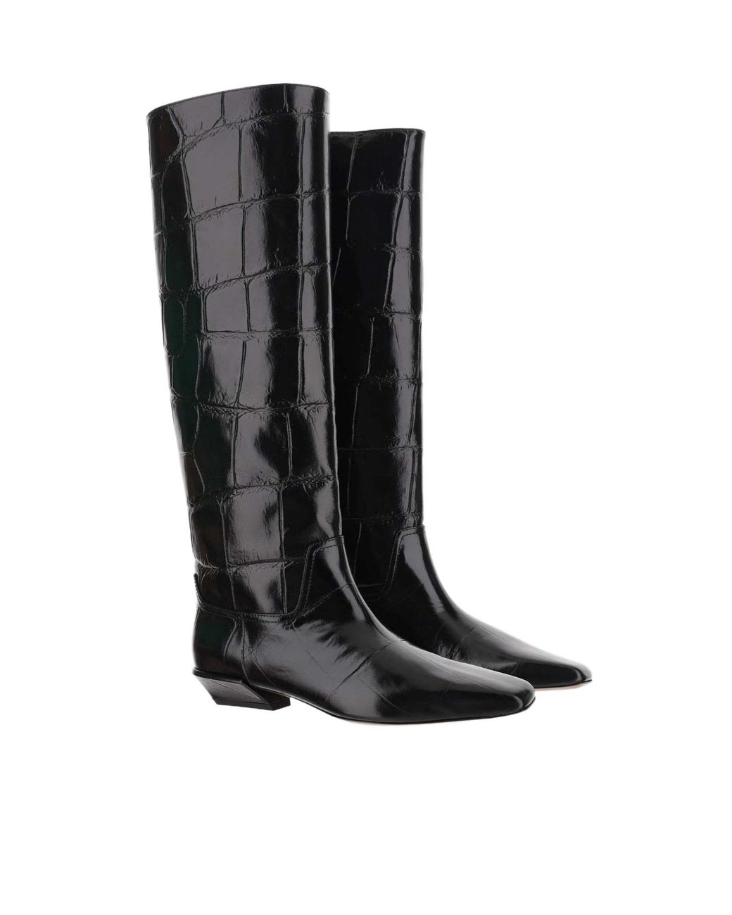 Paris Texas Black Bettina Embossed Knee-High Boots