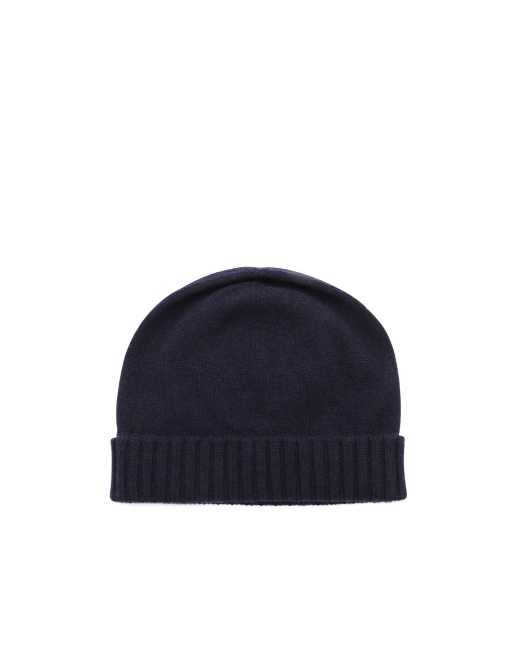 Malo Blue Fine-Knit Turn-Up Brim Beanie for men