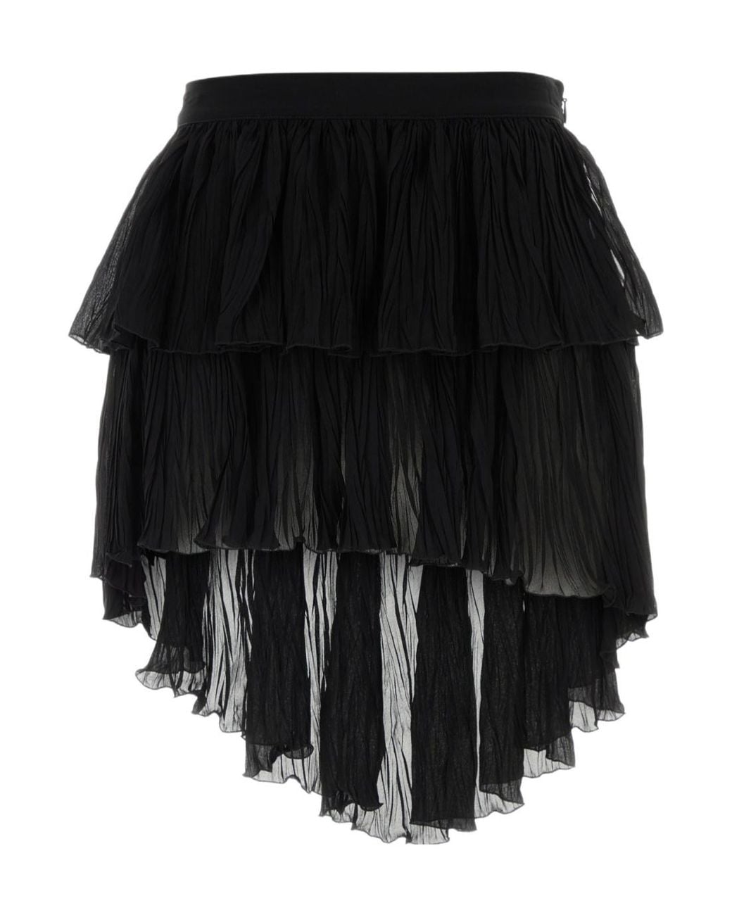 Blumarine Black Asymmetric Crinked Mini Skirt