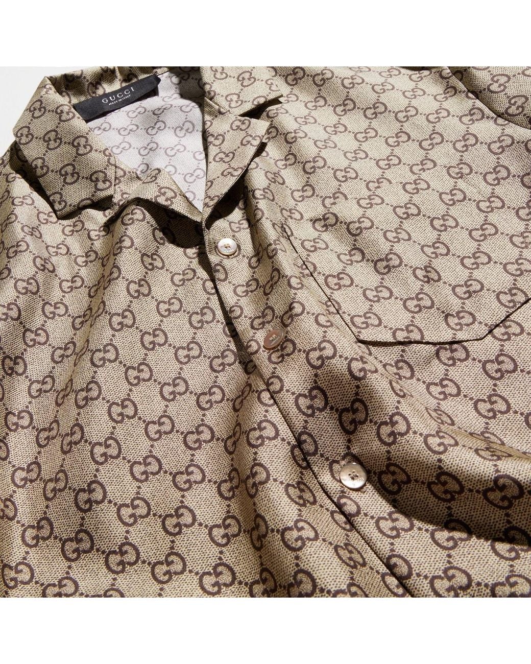 Gucci Natural Printed Bowling Shirt for men