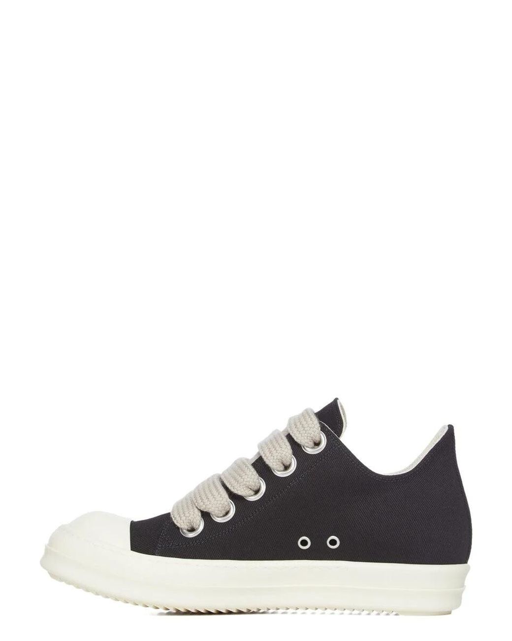 Rick Owens Black Low Top Lace Up Sneakers