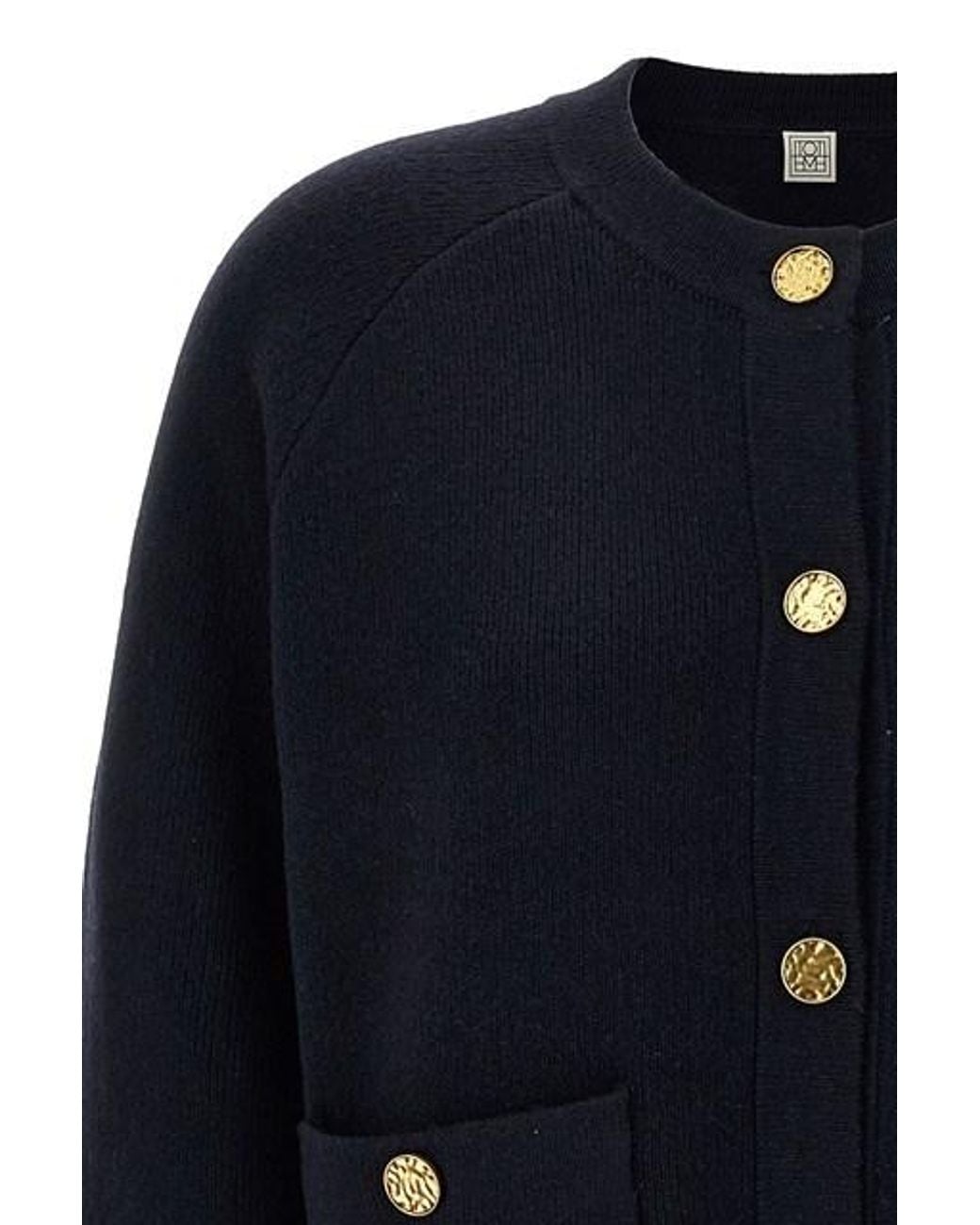Totême Blue Totême Hammered Button Cardigan