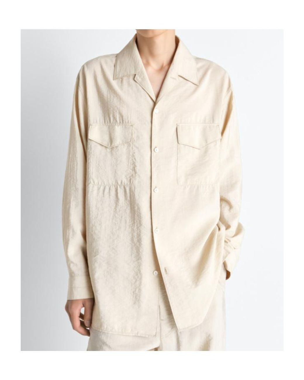 Lemaire Natural Long Sleeved Streaight-Hem Shirt for men