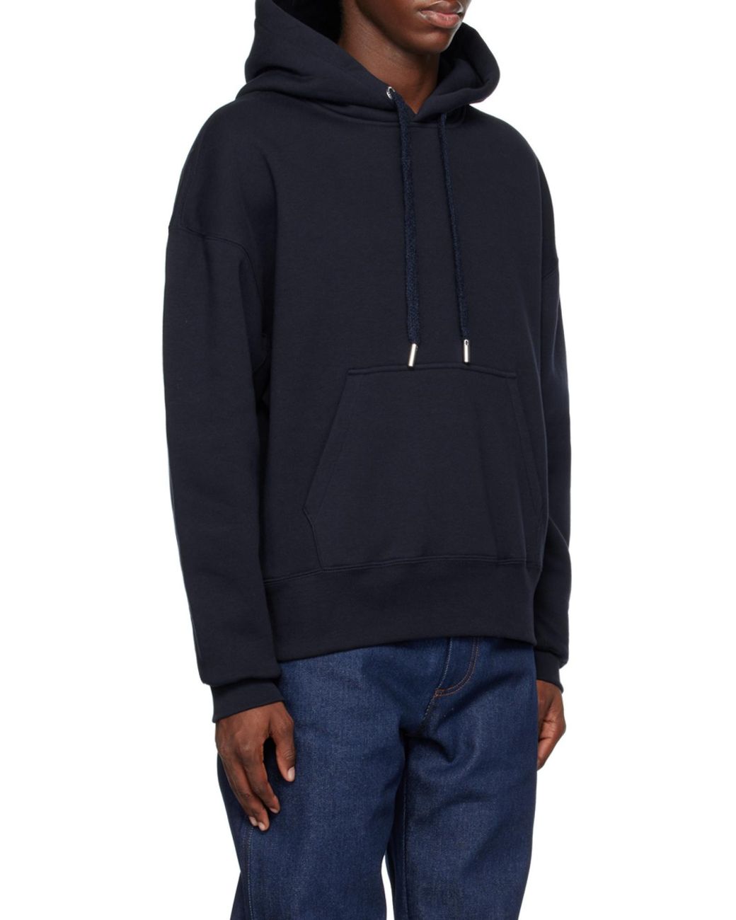 AMI Blue Long-Sleeved Drawstring Hoodie for men