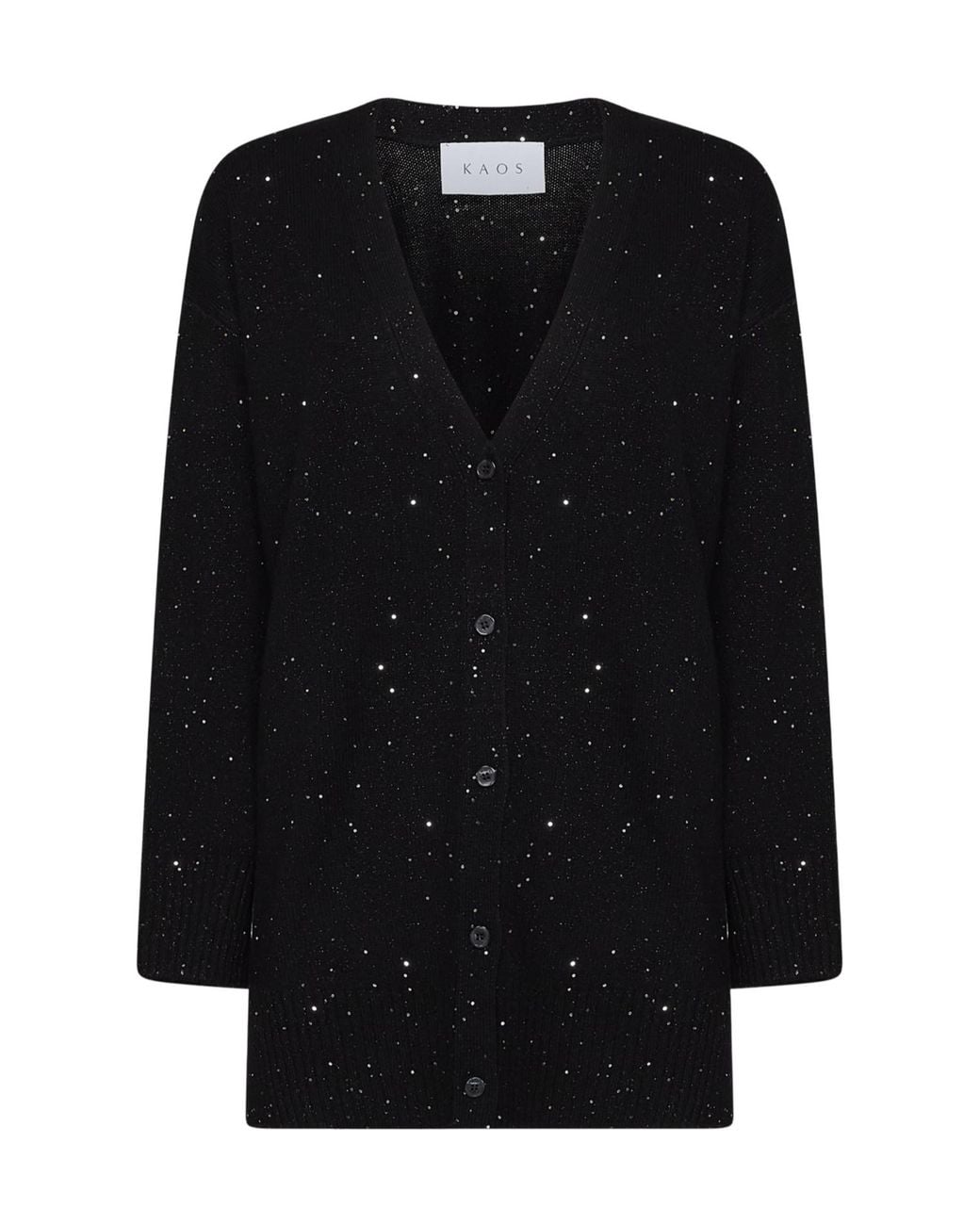 Kaos Black Long-Sleeved Knitted Cardigan
