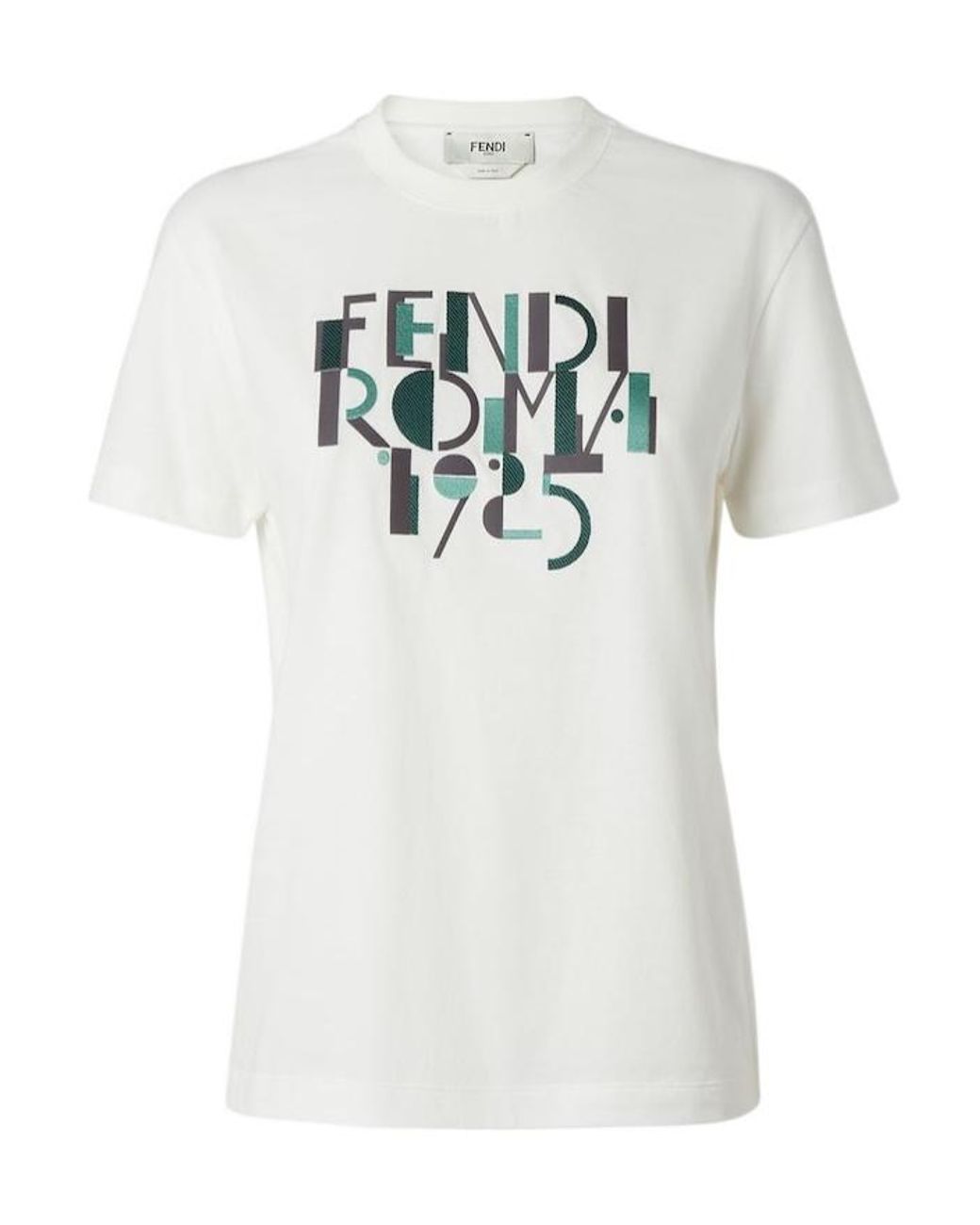 Fendi White Logo Printed Crewneck T-Shirt